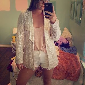 Long line sequin blazer